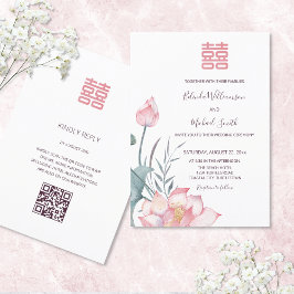 Código OR | Invitación a la boda china con flores 