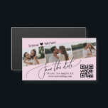 código qr 3 fotos collage guardar la fecha imán ro<br><div class="desc">elegante código qr tres fotos collage guardar la fecha imán rosa</div>