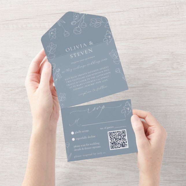Código QR Azul Dusto Todo En Una Invitación (desgarro)