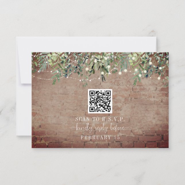 Código QR Boda Botánica de Ladrillo Rústico RSVP (Anverso)
