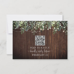 Código QR Boda Botánica de Madera Rústica RSVP