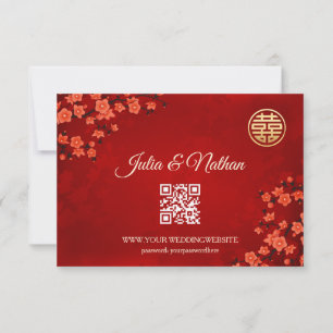 Código QR   Boda chino de Cherry Blossom Red RSVP