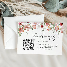 Código QR Boda floral de color rosa Rubor RSVP