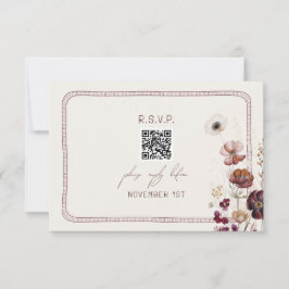Código QR Boda Floral de otoño de Anemone RSVP