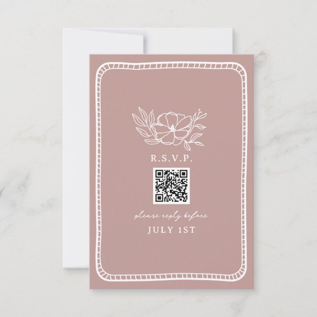 Código QR Boda floral rosa QR RSVP (Anverso)