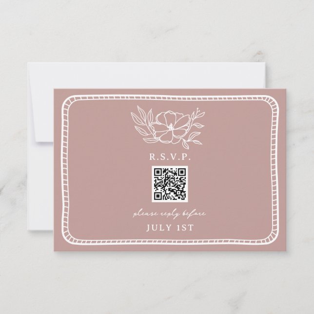 Código QR Boda floral rosa QR RSVP (Anverso)