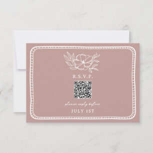 Código QR Boda floral rosa QR RSVP