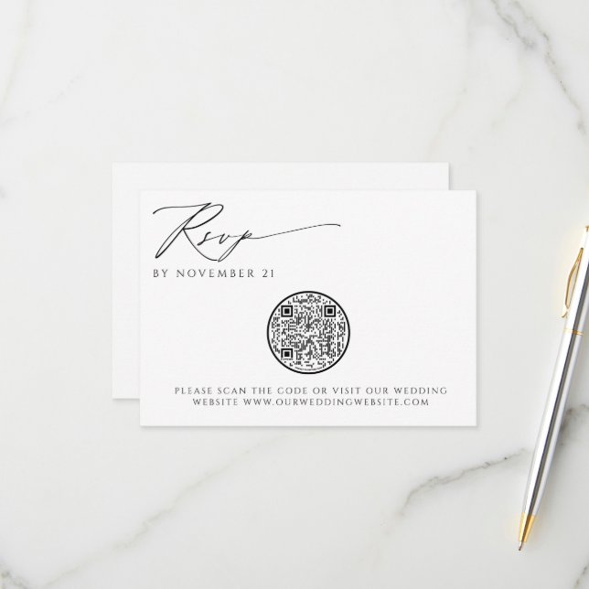 Código QR Boda moderna Sofisticada RSVP (Anverso/Reverso In Situ)