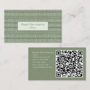 Código QR bohemio tarjeta de visita Sage Green Tri