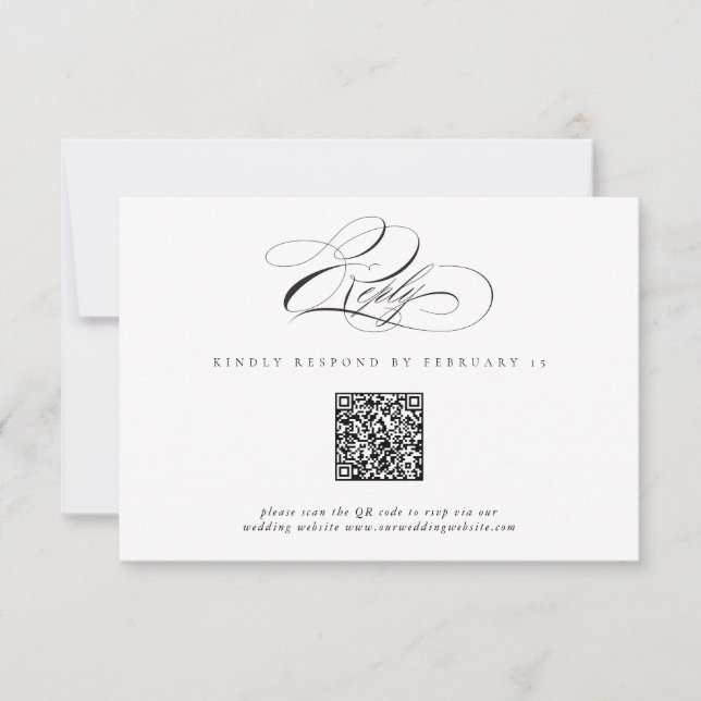 Código QR Clásico de RSVP de Boda con Letra Modern (Anverso)