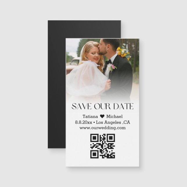 código qr clásico guardar la fecha imán de foto de (Anverso/Reverso)