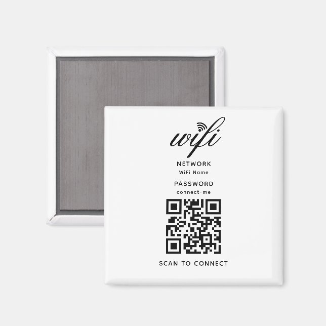 Código QR Contraseña Internet Wifi Imán Blanco (Anverso/Reverso)