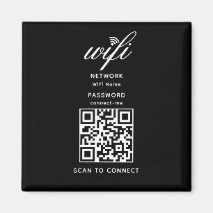 Código QR Contraseña Wifi Internet Imán Negro