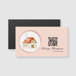 Código QR de Agente Inmobiliario en Rosa Dorado y