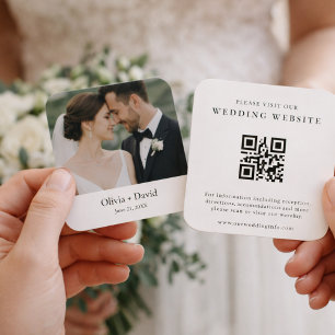 Código QR de anuncio de sitio web de boda minimali