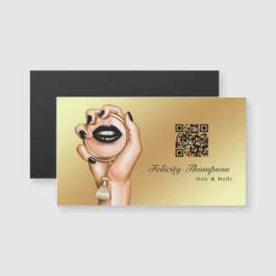 Código QR de artista de maquillaje negro y dorado