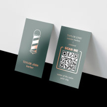 Código QR de Barber de lujo en verde oscuro con ho