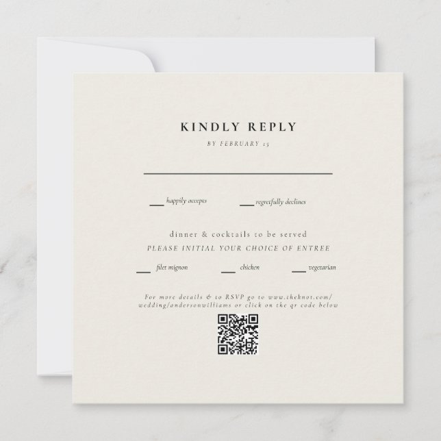 Código QR de boda beige cuadrado moderno II RSVP (Anverso)