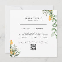 Código QR de boda cuadrado blanco de girasol moder
