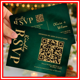 Código QR de Boda Ecológico y Oro Esmeralda RSVP