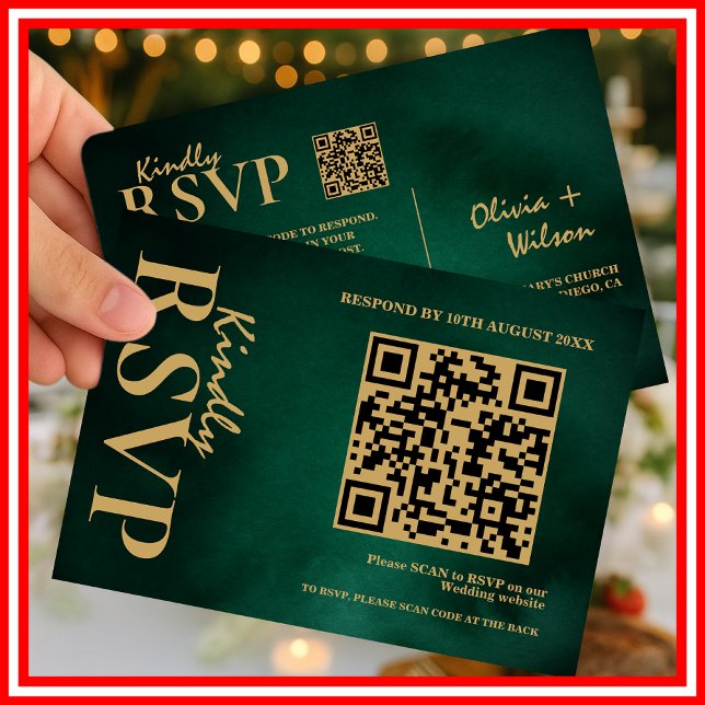 Código QR de Boda Ecológico y Oro Esmeralda RSVP (Subido por el creador)