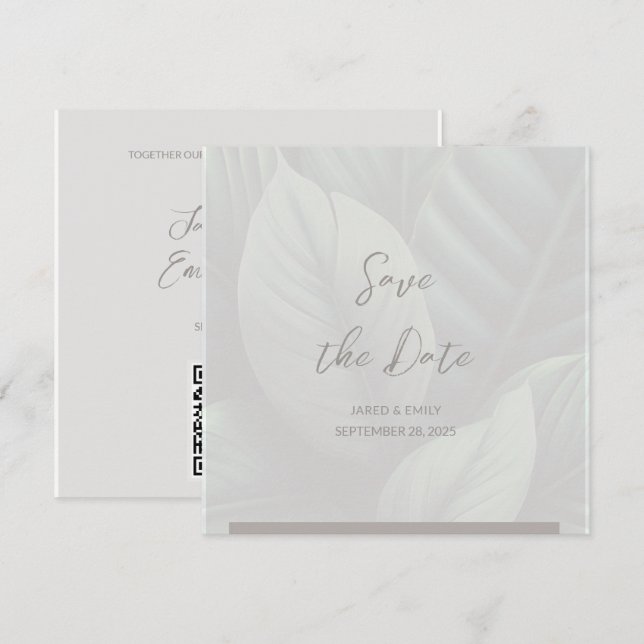 Código QR de Boda Invitación de Anuncio de Fecha (Anverso / Reverso)