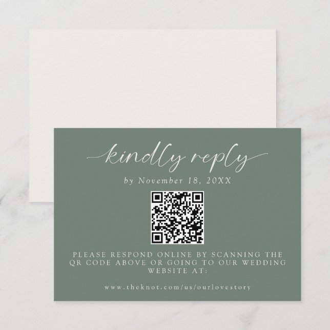 Código QR de Boda Sage Green Ever After Respuesta  (Anverso / Reverso)