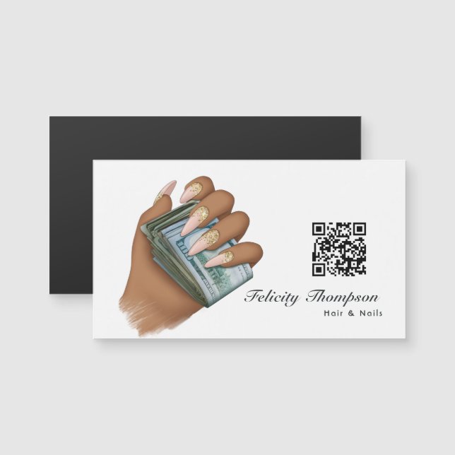 Código QR de cabello y uñas afroamericanas (Anverso/Reverso)