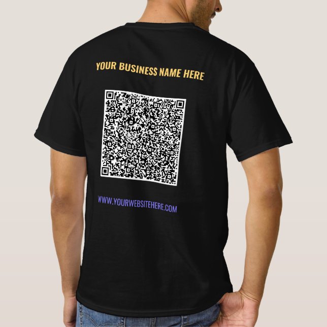Código QR de color y plantilla de camiseta comerci (Reverso)