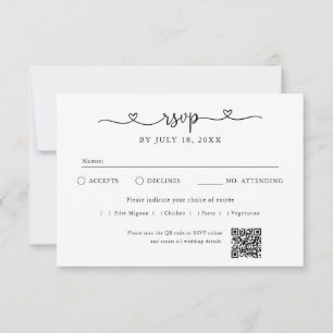 Código QR de corazón de guión Foto RSVP fuera de b