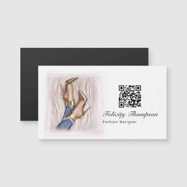 Código QR de diseñador de moda rosa (Anverso/Reverso)