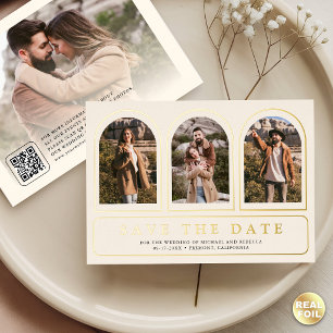 Código QR de Foto Cream Gold para Anuncio de Boda