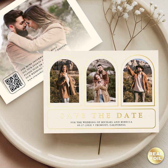 Código QR de Foto Cream Gold para Anuncio de Boda (Subido por el creador)