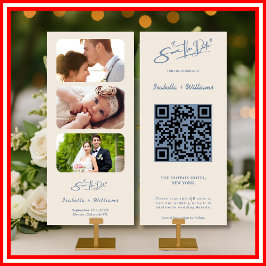Código QR de Foto de Boda Azul Polvo Elegante