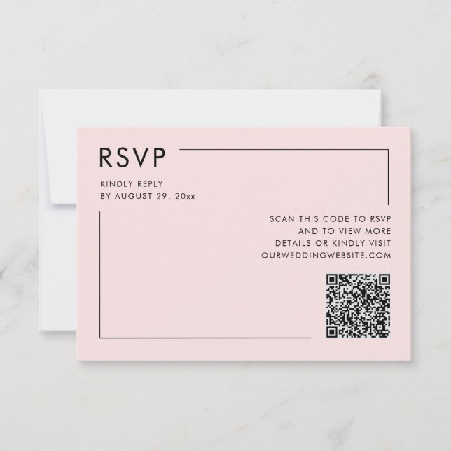 Código QR de Foto Rosa Sonrojo de Tarjeta de RSVP  (Anverso)