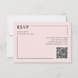 Código QR de Foto Rosa Sonrojo de Tarjeta de RSVP