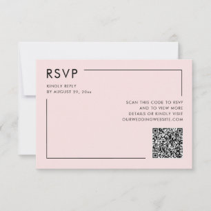 Código QR de Foto Rosa Sonrojo de Tarjeta de RSVP