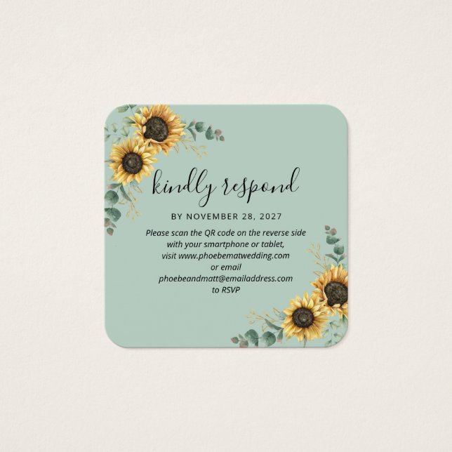 Código QR de Girasol Eucalipto Sitio Web Boda RSVP (Anverso)