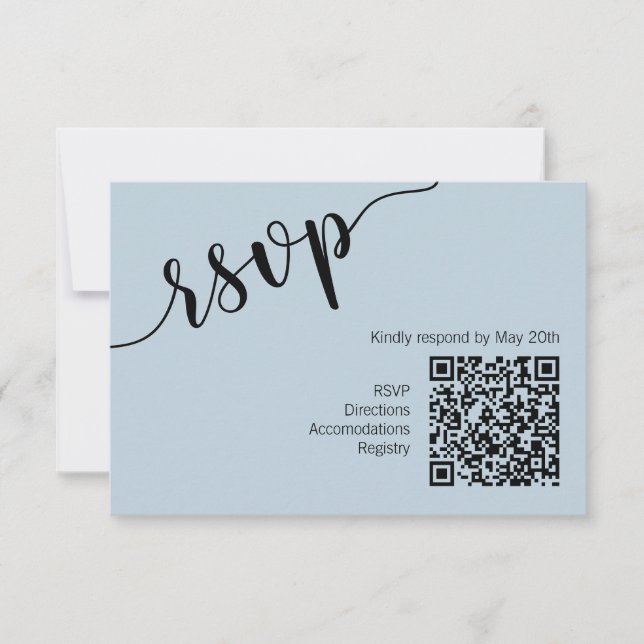 Código QR de guión mínimo Azul claro RSVP (Anverso)