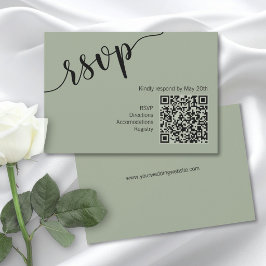 Código QR de guión mínimo Verde Salvia RSVP