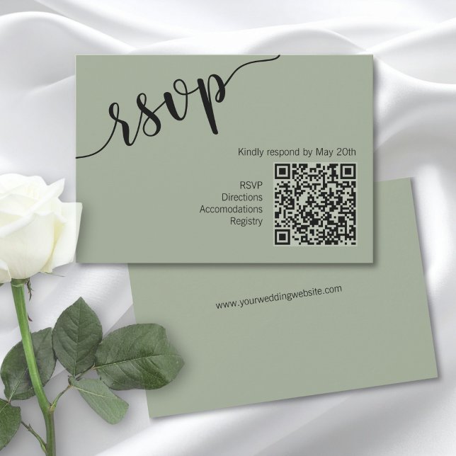 Código QR de guión mínimo Verde Salvia RSVP (Subido por el creador)