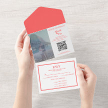 Código QR de invitación a matrimonio de coral foto