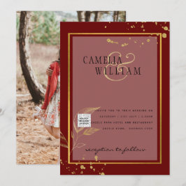 Código QR de Invitación de Boda con Foto de Borgoñ