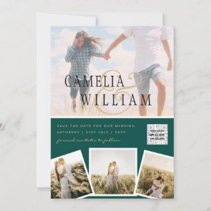 Código QR de Invitación de Boda con Foto Verde Chi