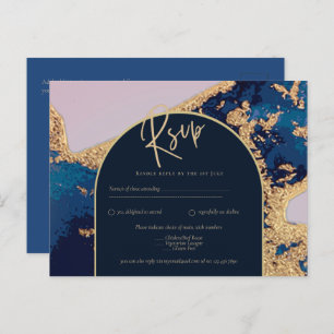 Código QR de invitación de boda de oro azul de Aga