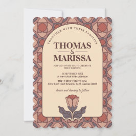 Código QR de Invitación de Boda Floral Retro Art D