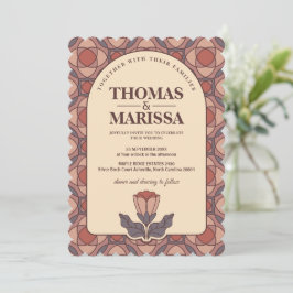 Código QR de Invitación de Boda Floral Retro Art D