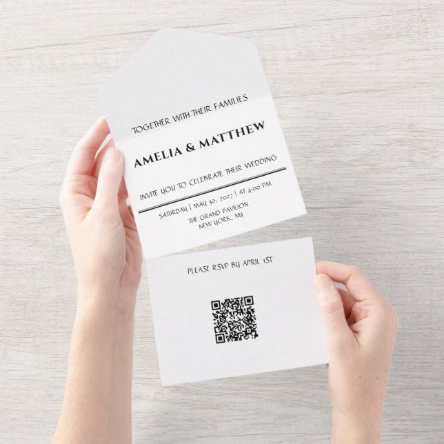 Código QR de Invitación de Boda Todo en Uno (desgarro)