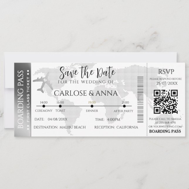 Código QR de la boda de destino de la tarjeta de e (Anverso)