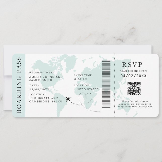 Código QR de la boda de destino de la tarjeta de e (Anverso)